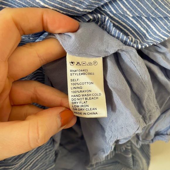 J.O.A. 100% Cotton Striped Blue and White Dress - Picture 10 of 11